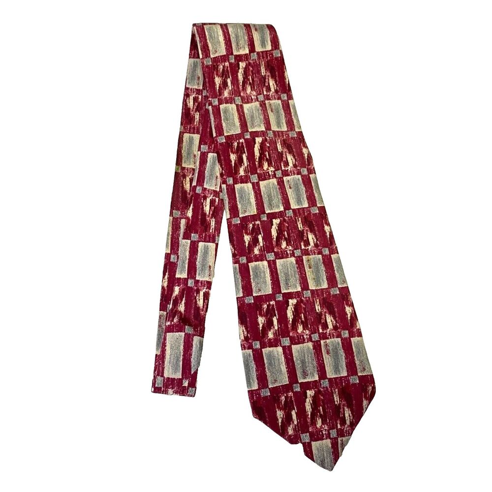 #6598 J.T Beckett Red and Gray Mens Necktie, Tie